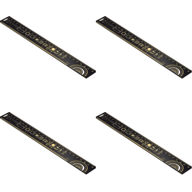 4uds. Herramienta de medición de regla de placa de circuito impreso con regla PCB multifuncional (25 cm)