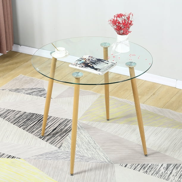 Round Glass Dining Table with Metal Leg Walmart