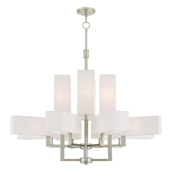 Livex Lighting Rubix 12 Light Foyer Chandelier in Brushed Nickel