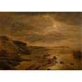 thumbnail image 2 of Dankvart Dreyer 14x11 Black Ornate Wood Framed Double Matted Museum Art Print Titled: Moonlight. the West Coast of Jutland at Bovbjerg (1843), 2 of 5