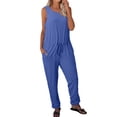 thumbnail image 1 of HBFAGFB Rompers for Women 2024 Spring and Summer Short Sleeved Wide Leg Pants Jumpsuit Blue Size XL, 1 of 3