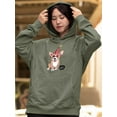 thumbnail image 2 of Welsh Corgi Puppy Let's Party Hoodie Women -Image by Shutterstock, Female Medium, 2 of 4