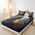 thumbnail image 4 of jejeloiu Bird Animal Raven Full Size Sheets,Colorful Flower Floral Bed Sheets,Magic Animal Firefly Sheet Sets For Children,Breathable Home Decor,4-Piece, 4 of 7