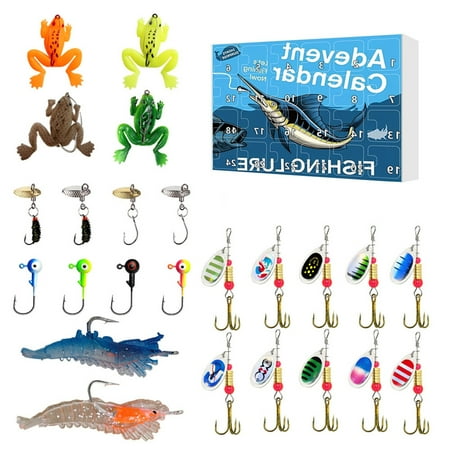 24Pcs Rotating Fishing Lure Swimbaits Christmas Countdowns Fish Tackle 24 Day Fishing Lures Artificial Hard Baits