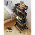 thumbnail image 3 of 3 Tier Metal Rolling Utility Cart, Heavy-Duty Storage Rolling Cart with 2 Lockable Wheels, Multifunctional Mesh Organization Utility Cart for Kitchen Dining Room Living Room, 3 of 15