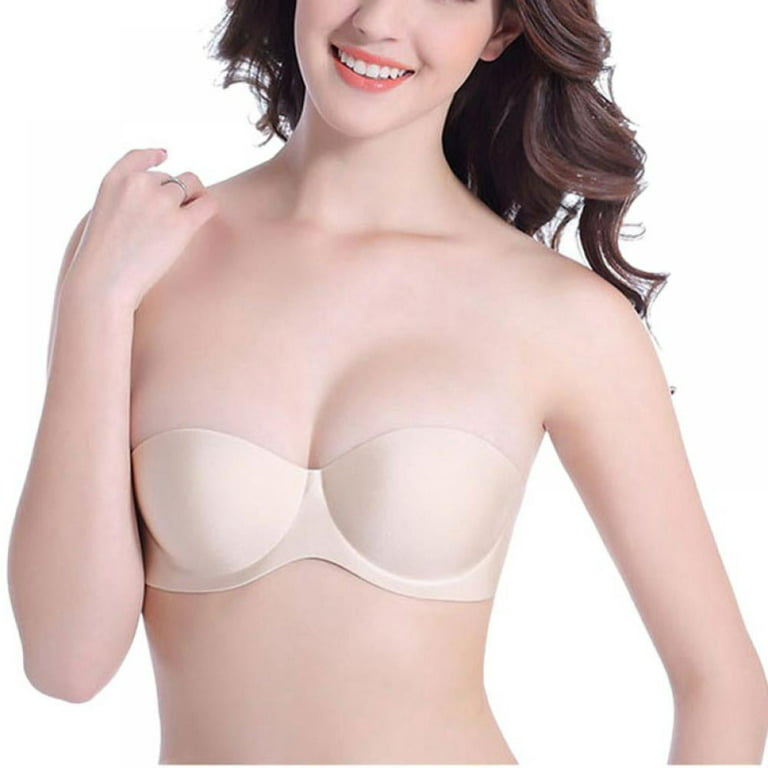 Saient Strapless Push Up Bras For Women Sexy Solid Lift Half Cup Brassiere  Seamless Soft Invisible Bras