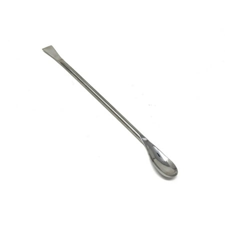 Stainless Steel Double Ended Square & Angled Right Spoon Sampler Lab Spatula, 7" Length