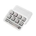 thumbnail image 4 of Cubos de hielo de acero inoxidable para enfriar, cubos de whisky en caja de almacenamiento, rocas para bebidas, rocas para whisky para café, cerveza, 8 Plata con Clip, 4 of 8