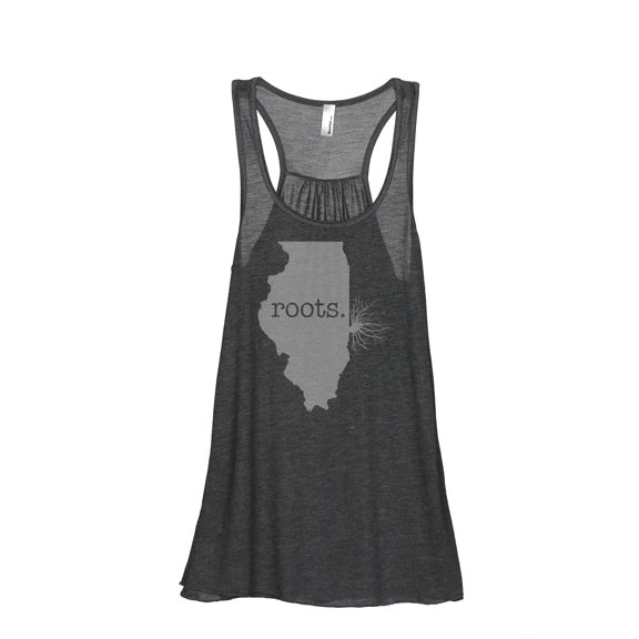 Thread Tank Home Roots State Illinois IL Women's Sleeveless Flowy Racerback Tank Top Charcoal Small