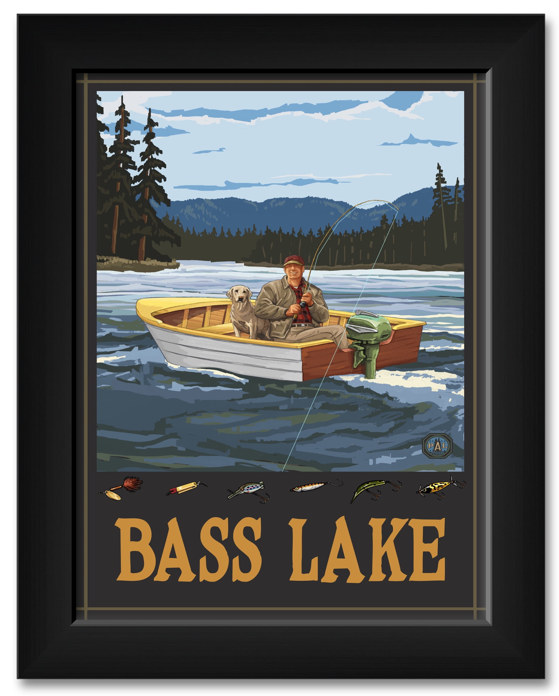 Bass Lake California Fishing in Boat Framed Art Print by Paul A. Lanquist. Print Size: 9" x 12