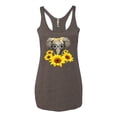 thumbnail image 2 of Elephant Sunflower Cute Love Animal Lover Tri-Blend Racerback Tank Top, Brown, X-Large, 2 of 3