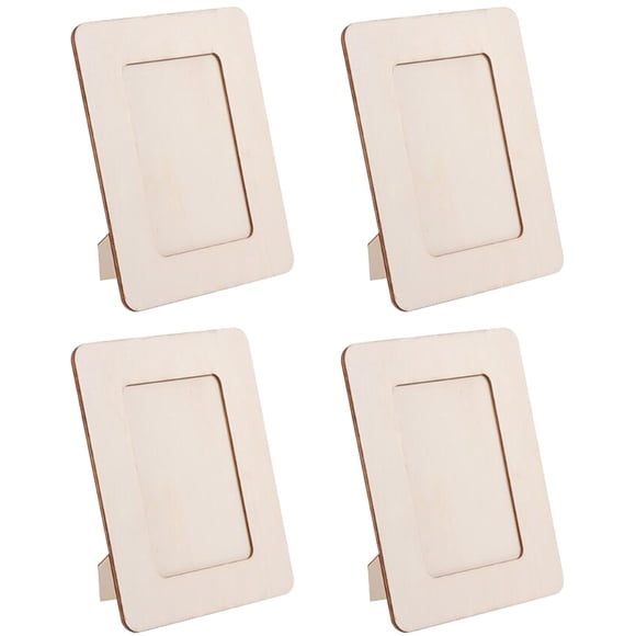 4 pcs Wooden Picture Frames Kids DIY Projects Photo Frame Unfinished Wood Photo Frame
