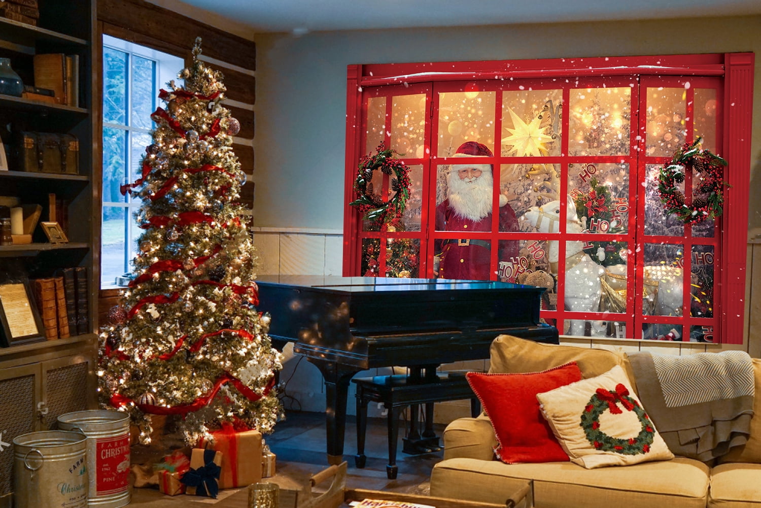 Christmas Photography Backdrop 7x5ft Fireplace Decoration Theme Props