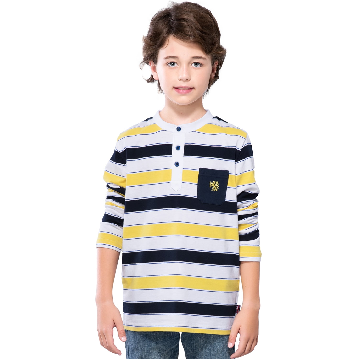 Vælg Bred rækkevidde håndbevægelse Leo&Lily Big Boys' Kids' Cardigan T Shirts Yarn Dyed Stripe Polo Shirt ( Yellow Stripes,7) - Walmart.com