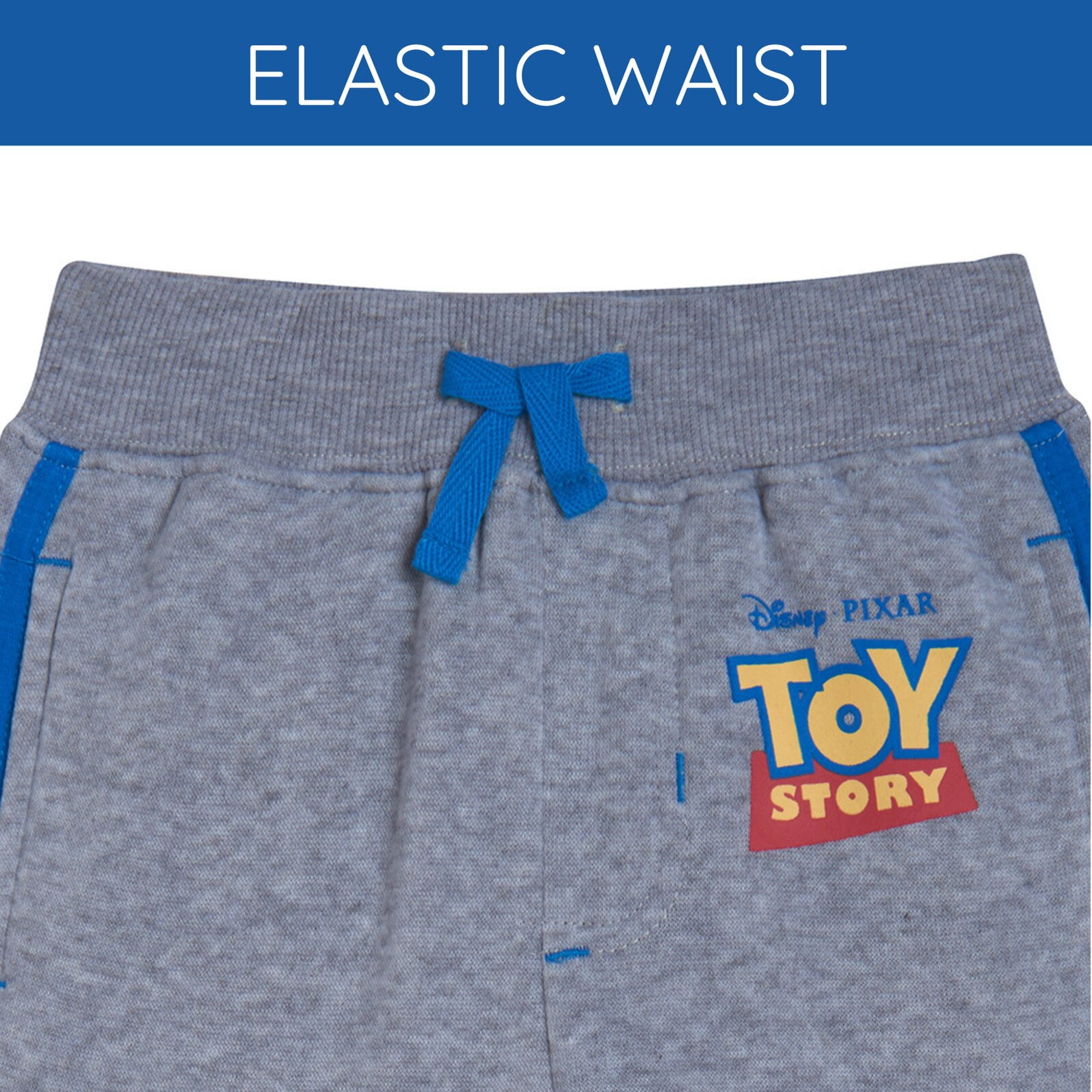 Disney Toy Story Toddler Boys' Fleece Jogger Pants 2-Pack Woody Buzz Ivory Blue