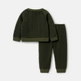 thumbnail image 2 of PatPat Baby Girls Outfits Sets, Infant Clothes 2pcs Baby Boy Solid Color Cable Knit Textured Long-sleeve Sweatshirt and Elasticized Pants Set, 2 of 6