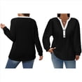 thumbnail image 2 of Suéteres para Mujer, de Invierno, de Larga, con Cuello en V, Informales, Holgados, de Moda para Otoño Negro 4XL, 2 of 7