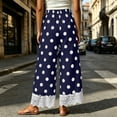 thumbnail image 6 of Bzdzmqm Women Plus Size Wide Leg Striped High Waisted Flowy Casual Lounge Pants Summer Beach Vacation Cropped Trousers Fashion Clothes, Dark Blue M, 6 of 8