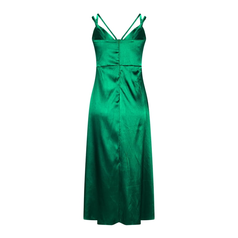 emerald green silk slip dress Emerald Isle Green 90s Style Silk Slip Dress main image 1