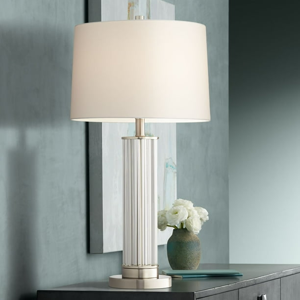 Vienna Full Spectrum Modern Table Lamp Brushed Nickel Crystal Glass Rod ...