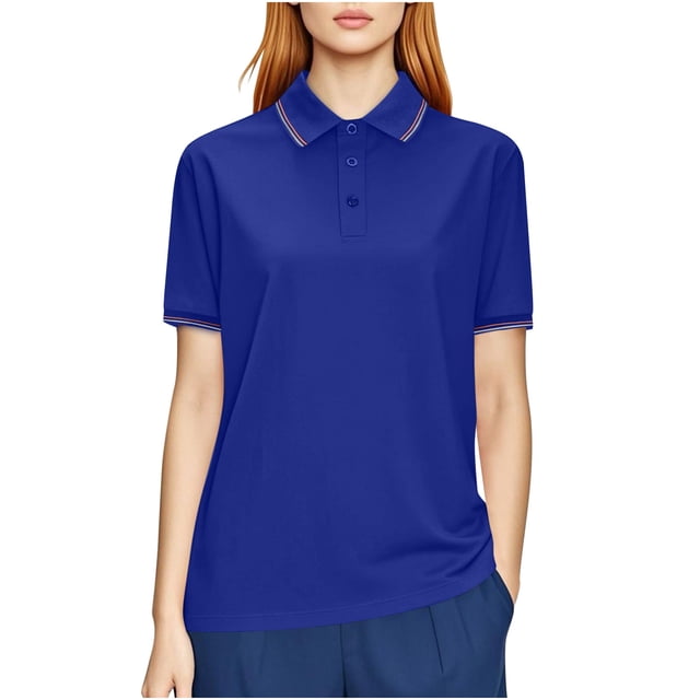 Maplenight Polos pour Femmes Grande Taille en Coton Manches Courtes à Col 3 Boutons Hauts d'Été Chemise Cool Uniforme Chemises Décontractées