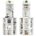thumbnail image 1 of Gymax Set Of 2 6-Tier Corner Shelf 63'' Tall Corner Bookshelf w/ 2 USB Ports & Charging White, 1 of 6