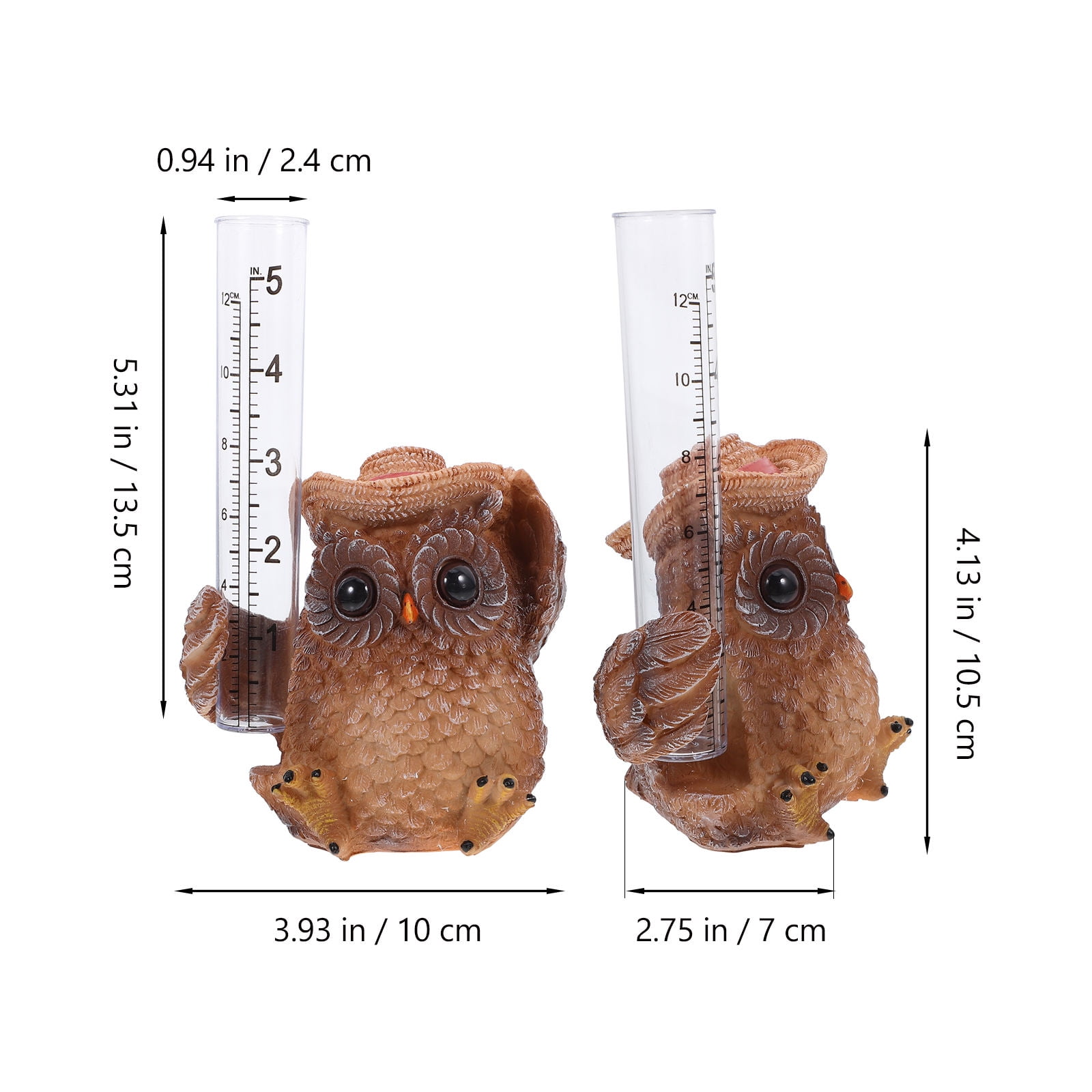 OUNONA 8.5 Inch Multi-Color Cartoon Owl Rain Gauge for Outdoor Use, Accurate Weather Measurement Tool