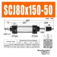 thumbnail image 1 of Alésage de Cylindre Pneumatique Standard 80mm Double Action, Course Réglable 100-150mm Grande Poussée, Résistant à l'Usure, 1 of 6