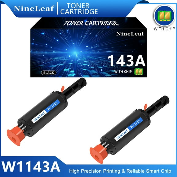 NineLeaf 143A Compatible Toner Reload Kit Replacement for HP W1143A 143A Black Toner cartridge use for Laser Neverstop 1001nw Printer MFP 1202w 1202nw 1201n Printers(2 Pack,2500 Pages)