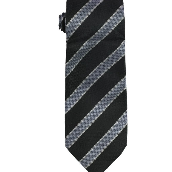 Tasso Elba Mens Stripe Self-tied Necktie, Black, One Size