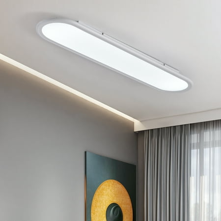 Garwarm 27.6   LED Ceiling Light Full Spectrum Linear Ceiling Lamps 6500K Cool White Modern Ultra Thin Low Profile Light Fixture for Bedroom Kitchen Study Room Hallway White/36W