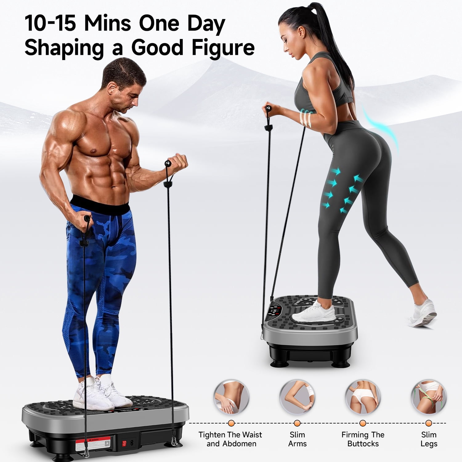 Lnow Vibration Plate Exercise Machine, Full Body Workout Machine for Weight Loss, Vibration Platform w/ 2 Resistance Bands 350lbs, Christmas Gifts