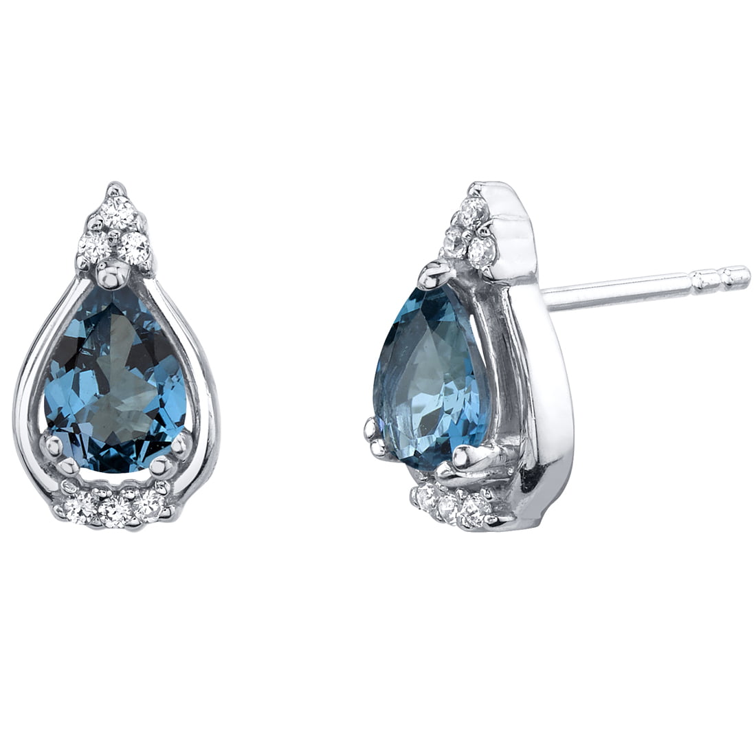 1.5 ct Oval Shape London Blue Topaz Stud Earrings in Sterling 