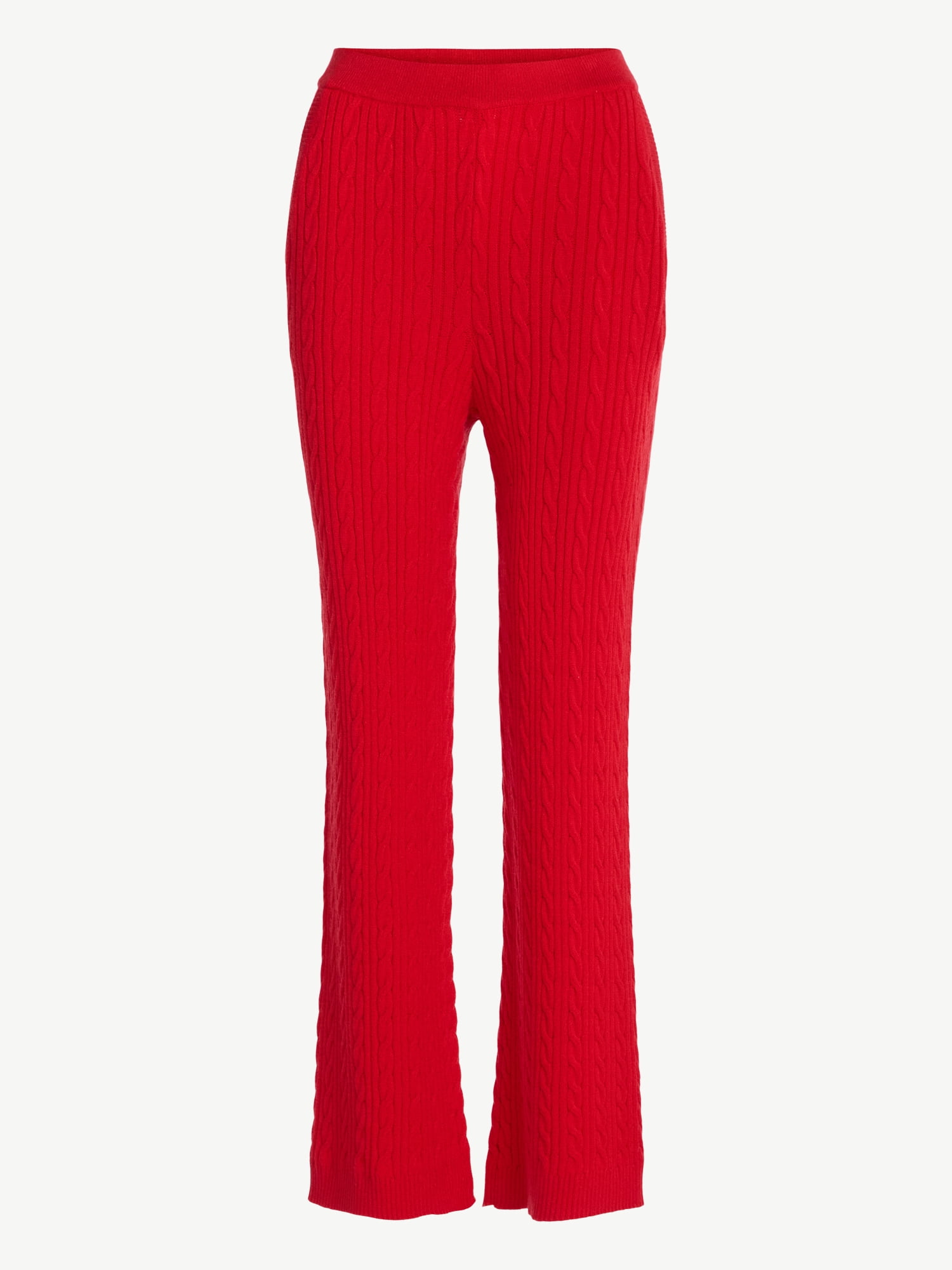 Free Assembly Women's Cozy Yarn Wide Leg Cable Knit Sweater Pants, Size XS-XXL