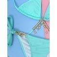 thumbnail image 4 of Conjunto de bikini de triángulo con lazo lateral y cuello halter para mujer, traje de baño de 2 piezas con tiras, 4 of 5