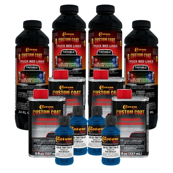 Custom Coat Blue Metallic 1 Gallon Urethane Spray-On Truck Bed Liner Kit -Easy Mixing , Prevent Stop Rust