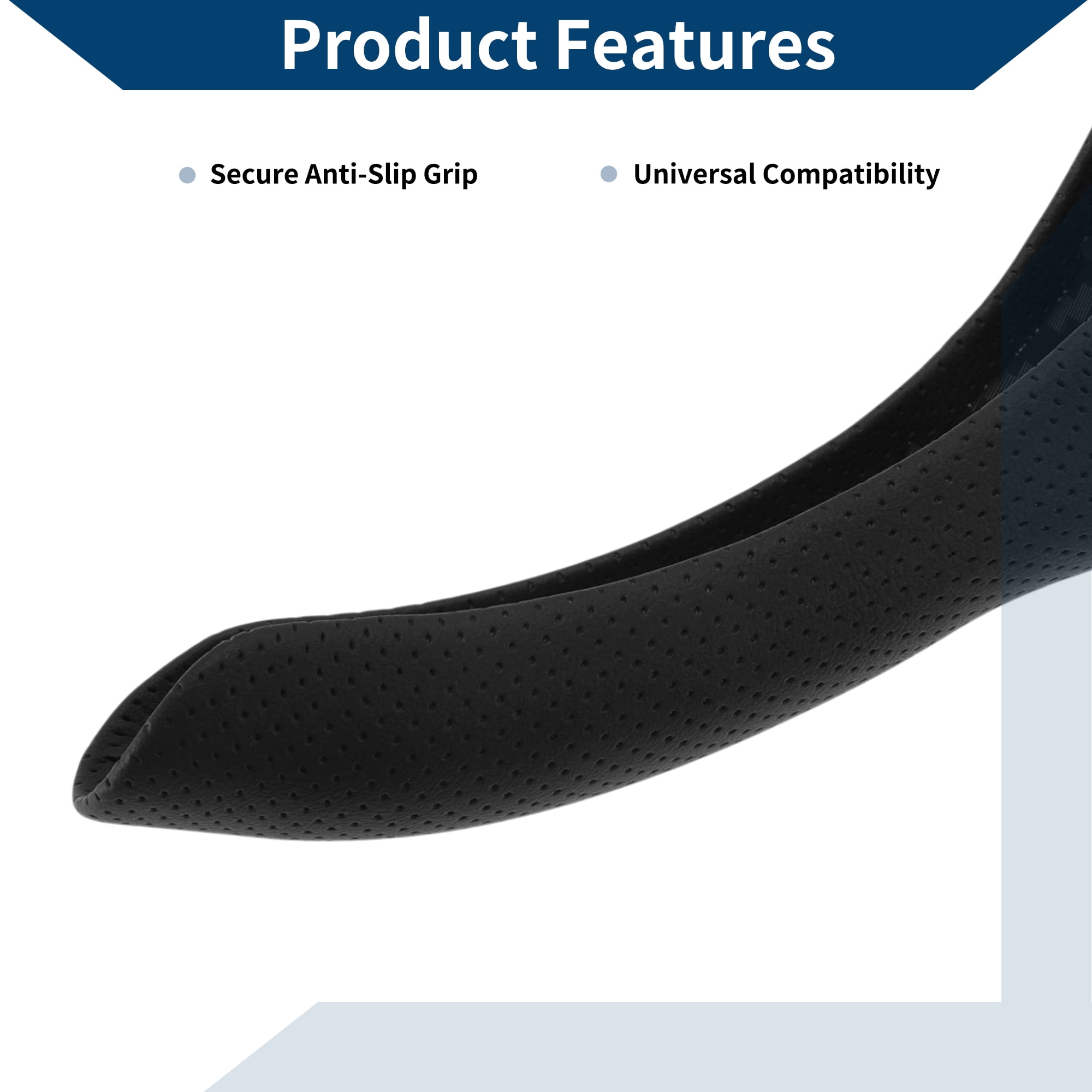 Unique Bargains PU Leather Steering Wheel Cover 14.96" Black