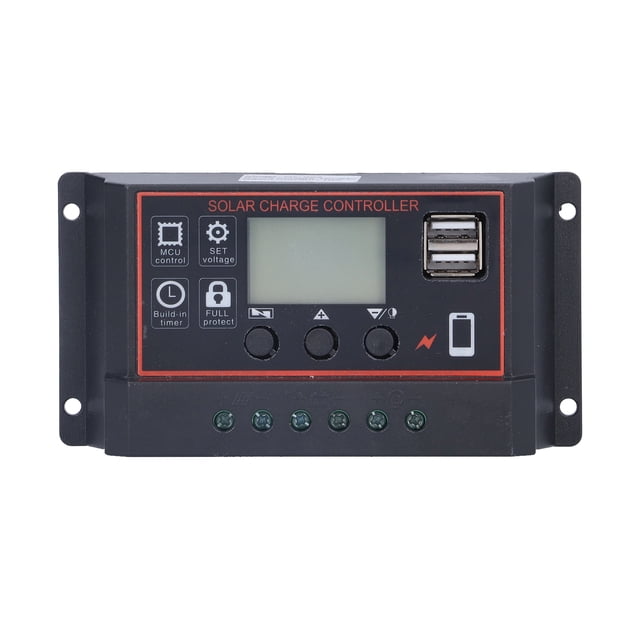 Controlador de carga inteligente para paneles solares de batería, dispositivo de protección de carga con pantalla LCD, 12 V/24 V, 20 A