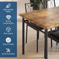 thumbnail image 3 of YUSAZENS 5 Piece Dining Set, Metal Frame Table & 4 Chairs, Compact Dinette Set for Kitchen Dining Room Small Apartment Brown, 3 of 8
