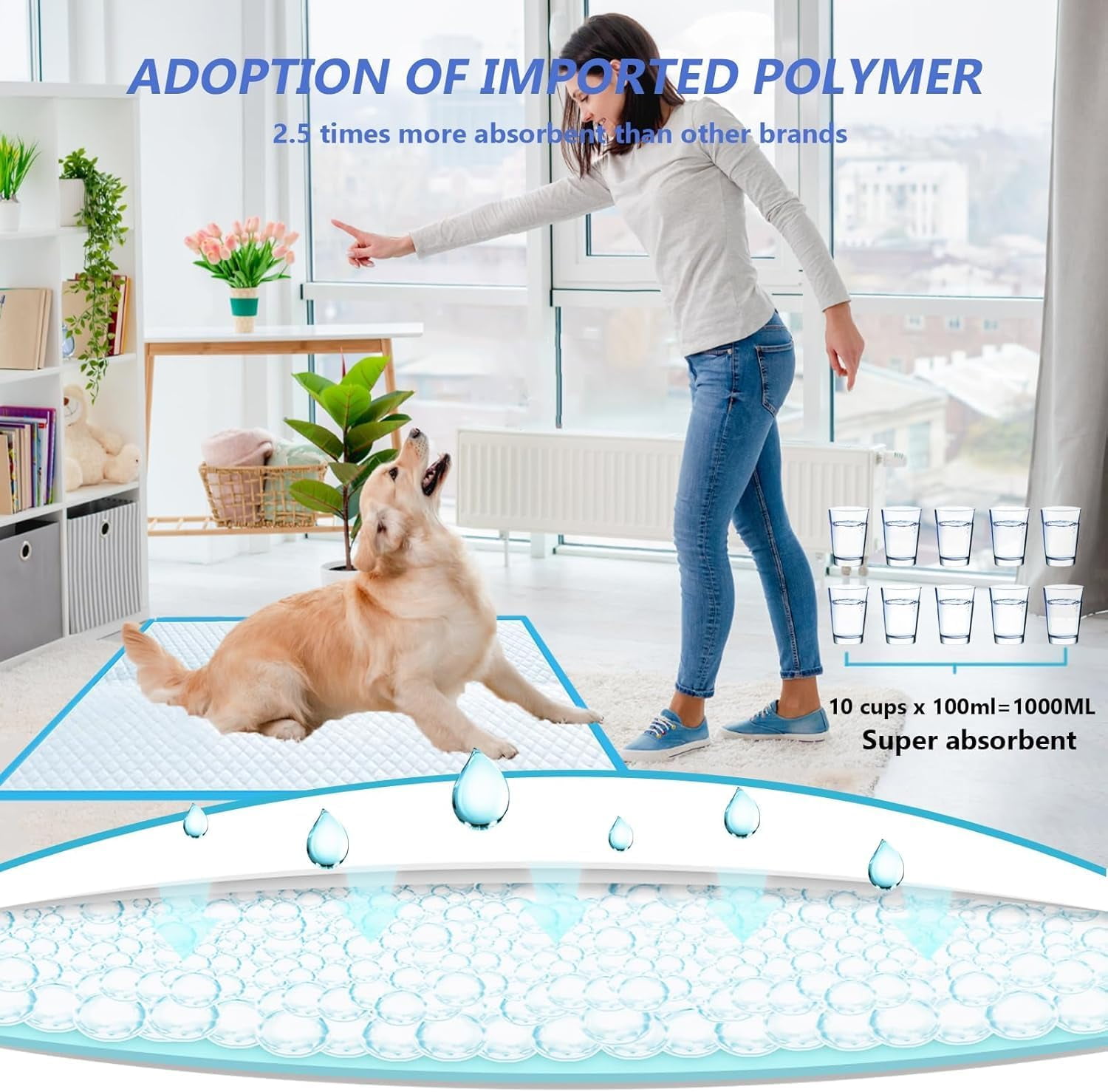 Puppy Extra Large for Dogs 31"x47" 40 Count, Leak-Proof & Super Absorbent Dog Pee Pads, Thicken Disposable Potty Puppy Training for Cats Rabbits