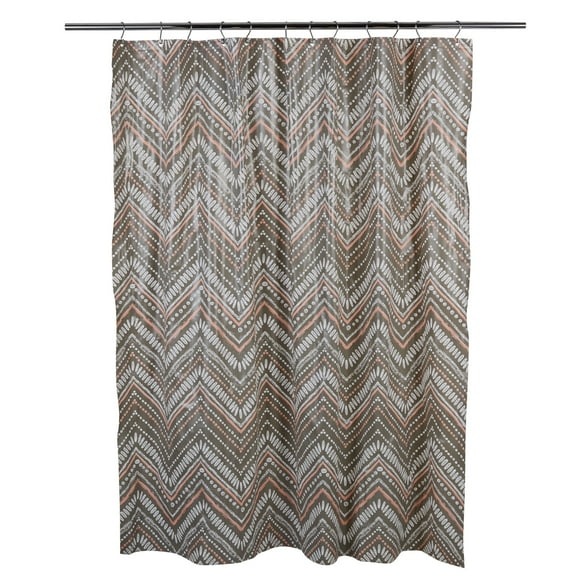 Bath Bliss Dotted Chevron Design PEVA Shower Curtain in Grey