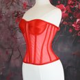 thumbnail image 4 of Qulqfy Lace Up Corset for Women Overbust Plus Size Bustier Strapless Soft Cup Boned Solid Corset Tops for Women, 4 of 9