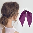 thumbnail image 2 of Unique Bargains Flocked Ribbon Hair Ties 5Pcs Red Pink Green Purple Solid Triangle, 2 of 6
