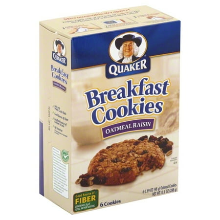 Quaker Breakfast Cookies, Oatmeal Raisin, 10.1oz Cookies Per Box