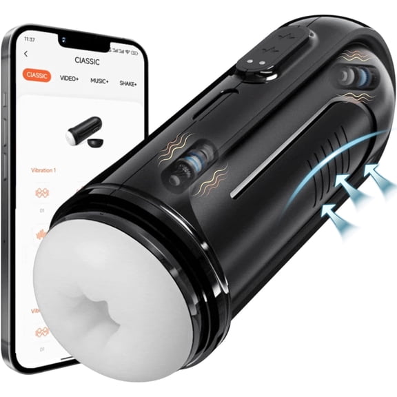 AYIYUN Automatic Male Masturbators Sex Toys with 2 Motors 10 Powerful Vibrating Modes, APP Remote Control Stroker Masturbation Adult Toy for Men