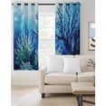 thumbnail image 2 of Blue Green Coral Kitchen Curtains Summer Watercolor Ocean Plant Cafe Short Curtains for Bathroom Blackout Window Curtain Grommet Small Window Treatment Tier Drapes for Bedroom Living Room 27.5"x39"x2, 2 of 9