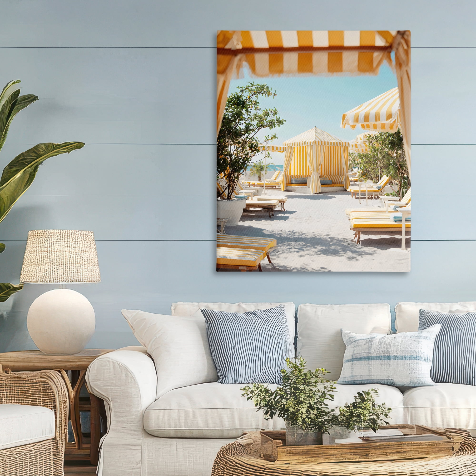 Stupell Industries Yellow Striped Beach Cabanas Canvas Wall Art, design by Franklyn Gregory