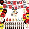 52 Pieces Race Car Birthday Party Supplies Set, Car Birthday Party Decorations for Boys Including Car Happy Birthday Banner and Car Balloons, Birthday Hats, Car Cupcake Toppers