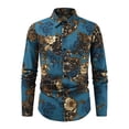 thumbnail image 3 of DDAPJ pyju Linen Shirt for Men Floral Dress Shirts Regular Fit Long Sleeve Printed Button Down Shirts Wedding Party Prom Shirts Multicolor XXXL, 3 of 5