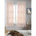 thumbnail image 5 of Pink Flowers Curtains 72 Inch Length, Sheer Curtains for Bedroom Living Room Window Baroque Scroll Floral Damask Pattern Art Rod Pocket Drapes Kitchen Curtains Small Half Window 52"x72" 2 Panels, 5 of 6